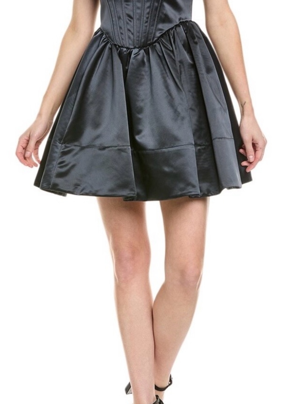 STAUD Black Satin Circle Skirt